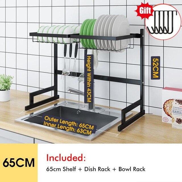 Stainless Steel Kitchen Shelf Organizer Dishes Drying Rack Over Sink Drain Rack Kitchen Storage Countertop Utensils Holder